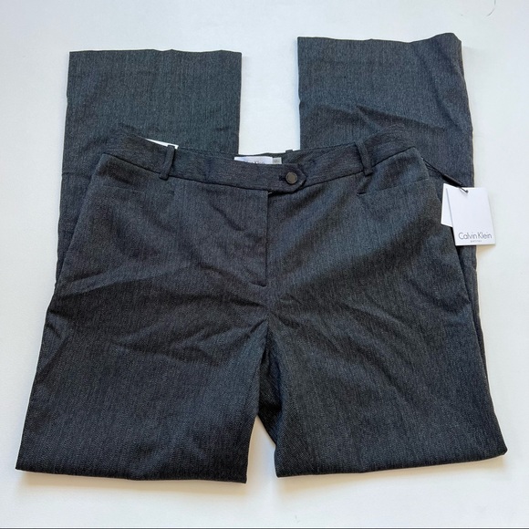 Calvin Klein NWT Modern Fit Trousers Charcoal Gray Business Size 10 Petite - Picture 1 of 7